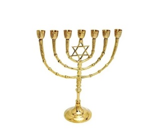 Meilleure vente 21 haut temple style aluminium or Menorah Hanoukka Hanoukka Judaïca bougeoir juif bougeoir en métal - Product Image 2