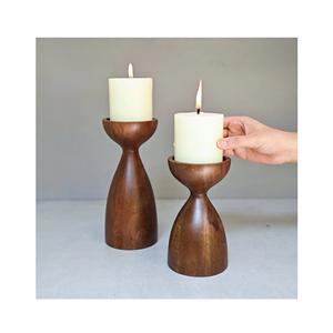 Support à bougie en bois au design classique |   Porte-bougies décoratifs en bois massif, directement de l'usine, pour la maison, les mariages et les décorations de fête - Product Image 6