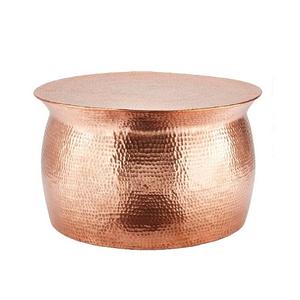 Table basse de salon en métal de forme ronde faite à la main Table d'appoint de lit polie en argent martelé d'Inde - Product Image 6