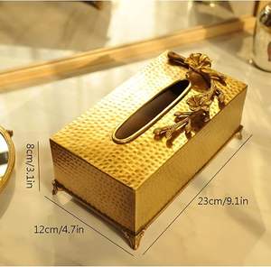 Distributeur de mouchoirs en métal avec boîte de mouchoirs en métal à haute brillance pour salles de bain élégantes, boîte à mouchoirs rectangulaire en métal - Product Image 3