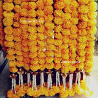 Cordes artificielles de calendula avec des ficelles de guirlandes de glands pour la décoration extérieure Cordes de fleur de souci décorations de mariage