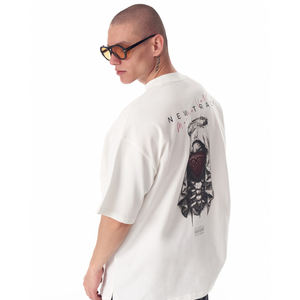 100% T-shirt en coton épais pour hommes T-shirt uni imprimé personnalisable grande taille T-shirt imprimé surdimensionné de haute qualité pour hommes - Product Image 2