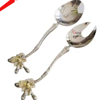Cuillère en acier inoxydable en métal fini argenté au look incroyable avec motif floral pour restaurant d'hôtel