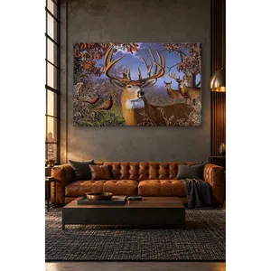 Impression sur toile de cerfs et de faons dans la forêt d'automne de Fida - Product Image 3