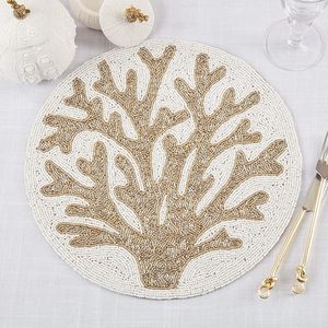 แผ่นรองแก้วลูกปัดปะการังชายฝั่งทะเลที่รองจานตกแต่งโต๊ะรับประทานอาหารแบบยั่งยืนครอบครัววันหยุดงานแฮนด์เมดดีไซน์แบบอเมริกัน - Product Image 6