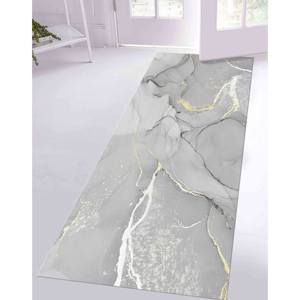 Tapis en marbre gris : Tapis antidérapant avec accents dorés, tapis doux non tissé - Product Image 5