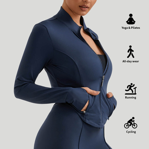 Venta al por mayor Hot Gold Yoga Leggings y Running Bra Chaquetas con cremallera 3PCs Yoga Set Activewear Sets para Mujeres jogging wear - Product Image 6