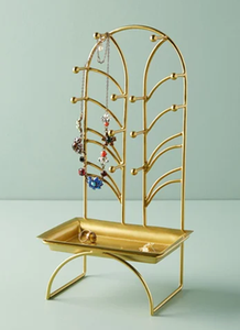 Support de présentation de bijoux en métal doré en forme de papillon avec plateau miroir disponible à prix de gros - Product Image 4