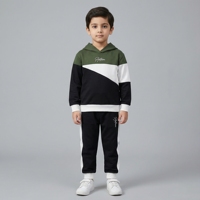 Ensemble de survêtement d'hiver pour enfants grande taille, deux pièces, sweat à capuche et pantalon de jogging, respirant, 100% coton, color block, décontracté, unisexe, élastique