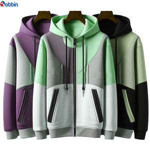 Sweat-shirt à capuche unisexe en coton personnalisé à manches longues et fermeture éclair intégrale pour hommes et femmes, vêtements de sport décontractés avec motif uni - Product Image 4