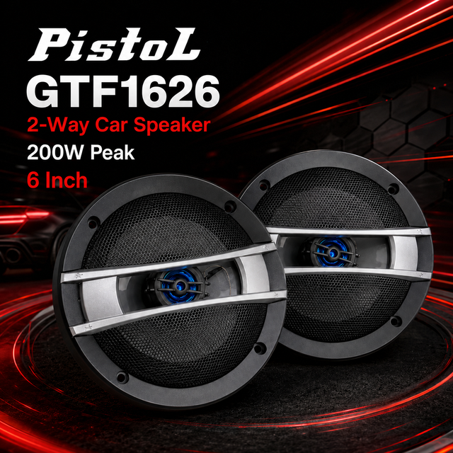 GTF1626 6 Inch 2-Way Coaxial Car Speaker Pair 200W Peak 50W Rated 4 Ohm Blue Tweeter for Car Door Audio Replacement Kit