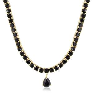 Bijoux indiens plaqué or cristal collier ras du cou de mariée boucles d'oreilles ensemble de bijoux pour femmes grossiste, noir - Product Image 6