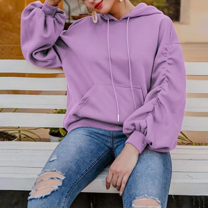 เสื้อสตรีโอเวอร์ไซส์ แขนทรงปีกค้างคาว ผ้าฝรั่งเศสเทอร์รี่เนื้อหนา 100% ผ้าฝ้าย ถักแบบฤดูหนาว เป็นมิตรกับสิ่งแวดล้อม สไตล์สตรีทแวร์ - Product Image 4