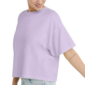 Mujeres Nuevo diseño crop top manga corta Camisa de algodón logotipo personalizado traje de moda camisetas para mujeres camiseta algodón liso - Product Image 3