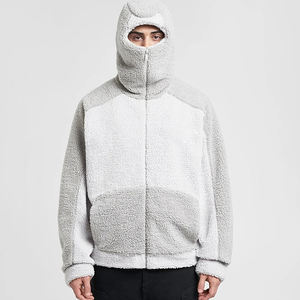 Sweat à capuche Sherpa Ninja personnalisé hiver chaud épais polaire duveteux couleur bloquée broderie poids lourd demi visage fermeture éclair masqué - Product Image 2