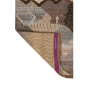 Alfombra Manchaha Beige y Marrón de Lana y Seda de Bambú Anudada a Mano Les-2800 con Diseño de Patchwork para Uso Doméstico - Product Image 5