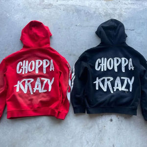 Prix bon marché OEM 100% coton Vintage Distressed Graphic Hoodie pour homme Oversized Baggy Flare Sleeves Winter Hoodie - Product Image 2