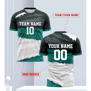 Conjuntos de Camisetas de Fútbol Americano y Fútbol para Adultos Personalizadas al por Mayor, Diseño Vibrante en Verde y Blanco con Servicio - Product Image 3