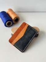 Dompet Kartu Kulit Asli Buatan Tangan dengan Tepi yang Dipoles, Dompet Tipis, Organizer, Tahan Lama, Gaya Vintage, Dapat Disesuaikan, dengan Ukiran Kustom