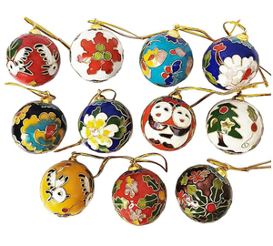 Boule suspendue de Noël en émail cloisonné-10 pièces boules ovales pendentifs d'arbre de Noël, cadeau de collection d'ornements par AYAANS - Product Image 3