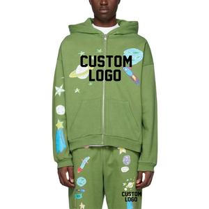 Conjunto Deportivo de Pantalones Deportivos Acampanados y Sudadera con Capucha, Último Modelo 2025, Unisex, con Estampado Puff, Pedrería y Cremallera - Product Image 1