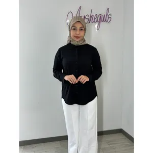 Tunique Classique Premium pour Femme, Coupe Ample, en Popeline de Soie Vintage avec Col Nœud et Logo Brodé, Taille XL, Style Décontracté - Product Image 1