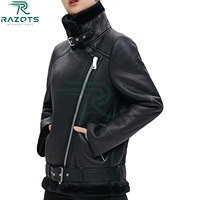 Chaquetas de Cuero Sintético para Mujer, Abrigo Grueso y Cálido de Invierno, Chaqueta Vintage Holgada con Solapa, Prenda Exterior Elegante para Mujer, Chaqueta con Cremallera y Manga Larga