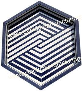 Meilleures ventes Nouveau plateau de service en résine incrusté d'os avec bois marbre MDF pour le service des aliments - Product Image 6