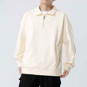 Sudadera de Hombre con Cierre de Cremallera, Color Sólido, Corte Regular, Algodón French Terry, Cuello Alto, Informal, para Otoño - Product Image 4
