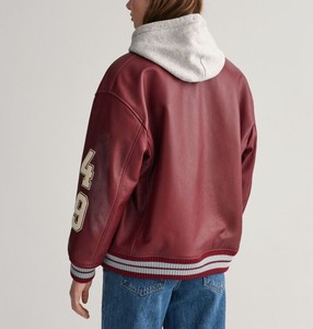 OEM Custom <b>Men's</b> Vintage <b>Baseball</b> Bomber <b>Jacket</b> Fleece Chenille Embroidery Sleeve Letterman Varsity <b>Jacket</b> Windproof Breathable - Product Image 6