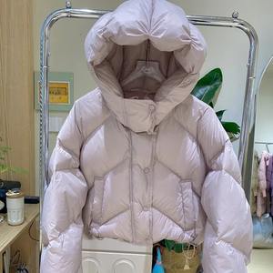 Femmes XL grande taille respirant hiver recadrée à capuche Bomber veste épaissie polaire imprimé tissu minceur bouffant coupe ample - Product Image 2