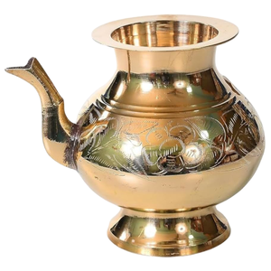 Lota de Latón Puro Vintage de Alta Calidad con Grabado y Acabado Pulido para Uso en la Cocina, Artículo de Cocina Árabe Antiguo - Product Image 1