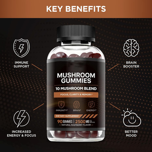 OEM Vegan <b>Mushroom</b> <b>Gummies</b> for Adults-Immune Support & Energy 60 Count Non-GMO - Product Image 2