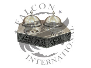 Plateau de calligraphie arabe en acier inoxydable du Moyen-Orient pour servir le plateau de service nickelé - Product Image 6