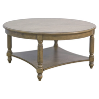 Table basse ronde au design traditionnel en finition antique Pièce en bois durable pour salon, maison, villa, hôtel ou bureau