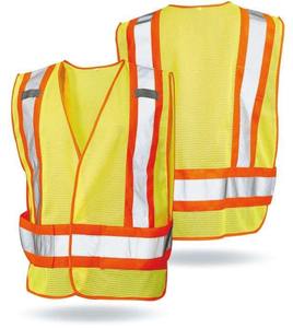 Chaleco de trabajo de alta visibilidad para hombre, ropa de seguridad reflectante con cremallera y multibolsillos, malla fluorescente a prueba de agua - Product Image 4