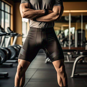 Short de compression OEM pour hommes Short d'entraînement de fitness à couche de base pour hommes Short d'été athlétique à taille élastique de compression pour hommes - Product Image 1