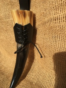 Authentic Viking Drinking Horn Carved Religious Style Best Quality Iron <b>Stand</b> & Food Safe Cup No Leaks Norse Beer <b>Mug</b> - Product Image 5