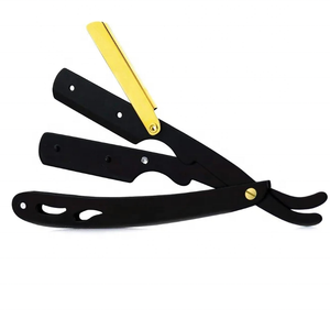 Rasoir de rasage en acier inoxydable noir de haute qualité avec lame à bord unique et pochette en cuir - Product Image 3