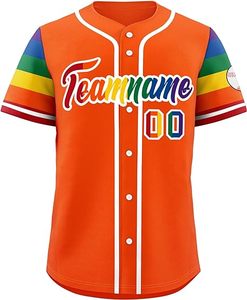 Camiseta de Béisbol Rosa Sublimada Personalizada con Ribete de Manga Arcoíris, Uniforme de Equipo Suave con Botones - Product Image 6