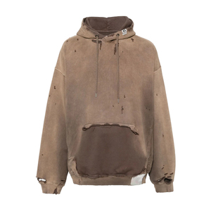 Sweat à capuche pull-over surdimensionné en coton biologique 100% pour hommes Logo personnalisé OEM brodé poids lourd de haute qualité - Product Image 1