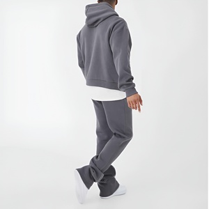 Men's Regular Fit Hooded Sweatshirt Solid Gray Fleece Casual 100% Cotton Breathable Quick Dry Winter Pocket Design - Product Image 5