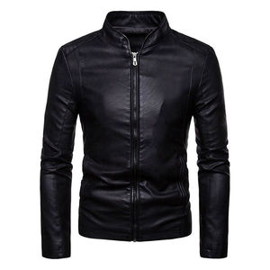 OEM personnalisé à la mode automne hiver mode hommes veste en cuir couleur unie fermeture éclair décontracté vachette vestes pour hommes - Product Image 1