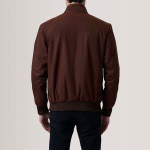 Morrison Brown Reversible Canvas Bomber <b>Jacket</b> Water-Proof Zippered Embroidered Vintage Fur Pattern Casual XS for Autumn ODM - Product Image 4