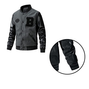 Chaqueta para Hombre, Chaqueta Masculina 2026 con Logotipo Personalizado, Mangas de Cuero, Bordado, Chaqueta Universitaria de Béisbol Negra, Chaqueta Letterman Azul Claro - Product Image 5