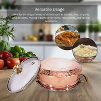 Prix de gros usine Produits en cuivre Bol rond en cuivre avec couvercle en verre et poignée Vaisselle de service