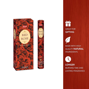 VARILLAS DE INCIENSO ROSA ROJA CON HEM, 120 DE-6 CAJAS HEXA (20 PALOS EN CADA CAJA HEXA) - Product Image 3