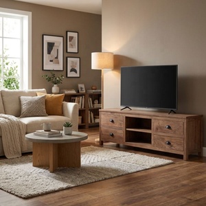 Wooden Modern Living Room TV Stands Teak Wood TV Table Modern Minimalist TV <b>Cabinet</b> for Modern and Classic Home Furniture - Product Image 1