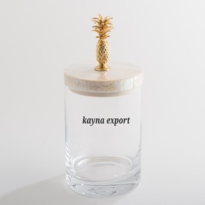 Couvercle en marbre fantaisie or brillant ananas conception acier inoxydable verre facile à nettoyer hôtel salle de bain accessoires vanité comptoir stockage - Product Image 1