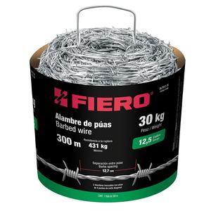 Fil de fer barbelé galvanisé à chaud Fiero 300m, calibre 12,5, bobine de 30 kg, fil d'acier avec revêtement en PVC pour la sécurité et les applications pénitentiaires - Product Image 1